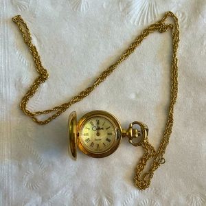 Vintage Colibri gold Pocket Watch Necklace